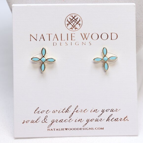 Natalie Wood Designs Jewelry - Natalie Wood Designs Gold Tone Blue Enamel Cross Stud Earrings $50 New